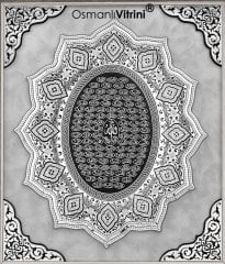 75 cm x 82 cm Tam Taşlı Gümüş Renk Esmaül Hüsna Tablo Çerçeve