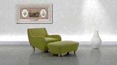 75 cm x 140 cm Tam Taşlı Beyaz Altın Renk Allah Hz.Muhammed Kabe Tablo Çerçeve