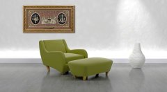 75 cm x 140 cm Tam Taşlı Altın Renk Allah Hz.Muhammed Kabe Tablo Çerçeve