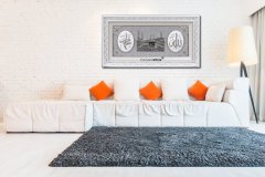 75 cm x 140 cm Tam Taşlı Beyaz Gümüş Renk Allah Hz.Muhammed Kabe Tablo Çerçeve