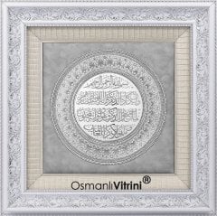 80 cm x 80 cm Beyaz Gümüş Renk Nazar Duası Tablo Çerçeve