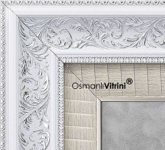 80 cm x 80 cm Beyaz Gümüş Renk Nazar Duası Tablo Çerçeve