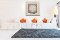 80 cm x 80 cm Tam Taşlı Beyaz Altın Ayetel Kürsi Duası Tablo Çerçeve