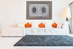 82 cm x 113 cm Gümüş Renk Ayetel Kürsi Esmaül Hüsna Tablo Çerçeve