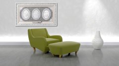 82 cm x 147 cm Az Taş Beyaz Gümüş Renk Ayetel Kürsi Allah Hz.Muhammed Tablo Çerçeve