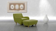 82 cm x 147 cm Tam Taşlı Beyaz Altın Renk Ayetel Kürsi Allah Hz.Muhammed Tablo Çerçeve