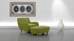 82 cm x 147 cm Tam Taşlı Gümüş Renk Ayetel Kürsi Allah Hz.Muhammed Tablo Çerçeve