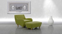 86 cm x 155 cm Beyaz Gümüş Renk Allah Hz.Muhammed Kabe Tablo Çerçeve