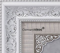 86 cm x 155 cm Beyaz Gümüş Renk Allah Hz.Muhammed Kabe Tablo Çerçeve