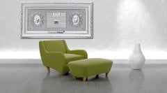 90 cm x 180 cm Beyaz Gümüş Renk Besmele Fatiha Ayetel Kürsi Esmaül Hüsna Kabe Tablo Çerçeve