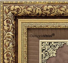 90 cm x 180 cm Altın Renk Besmele Fatiha Ayetel Kürsi Esmaül Hüsna Kabe Tablo Çerçeve