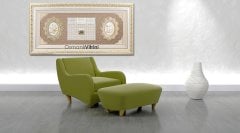 90 cm x 180 cm Beyaz Altın Renk Besmele Fatiha Ayetel Kürsi Esmaül Hüsna Kabe Tablo Çerçeve