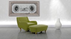 90 cm x 180 cm Gümüş Renk Besmele Fatiha Ayetel Kürsi Esmaül Hüsna Kabe Tablo Çerçeve