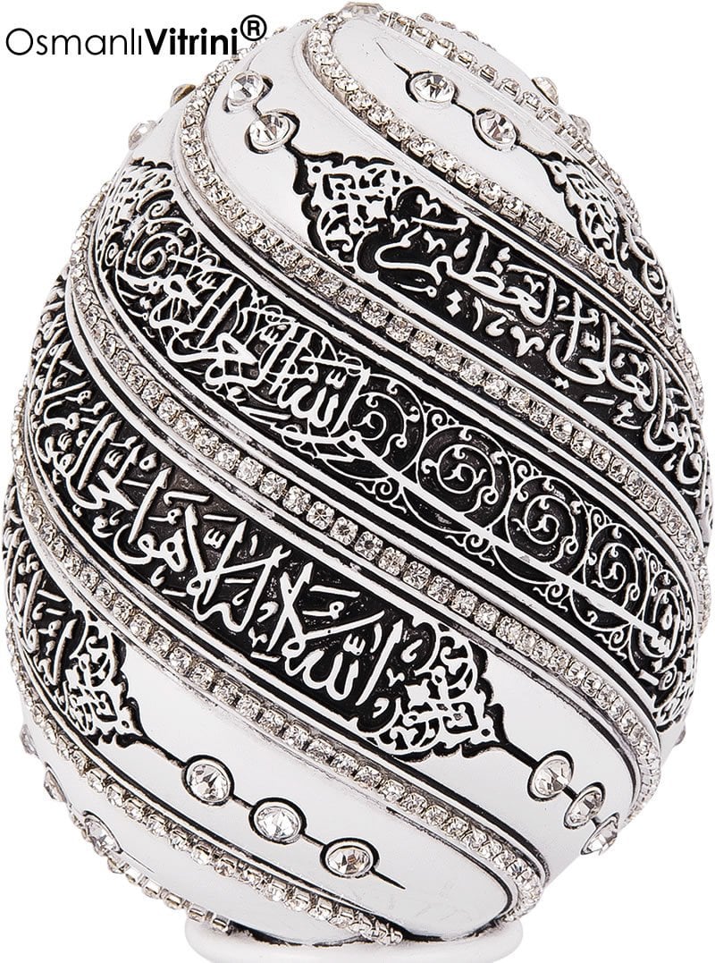8 cm x 19 cm Taşlı Beyaz Renk Ayetel Kürsi Dualı Biblo