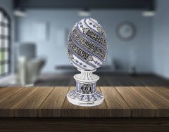 8 cm x 19 cm Taşlı Beyaz Mavi Renk Ayetel Kürsi Dualı Biblo