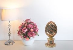 8 cm x 19 cm Taşlı Altın Kırmızı Renk Ayetel Kürsi Dualı Biblo