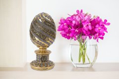 8 cm x 19 cm Taşlı Altın Mavi Renk Ayetel Kürsi Dualı Biblo