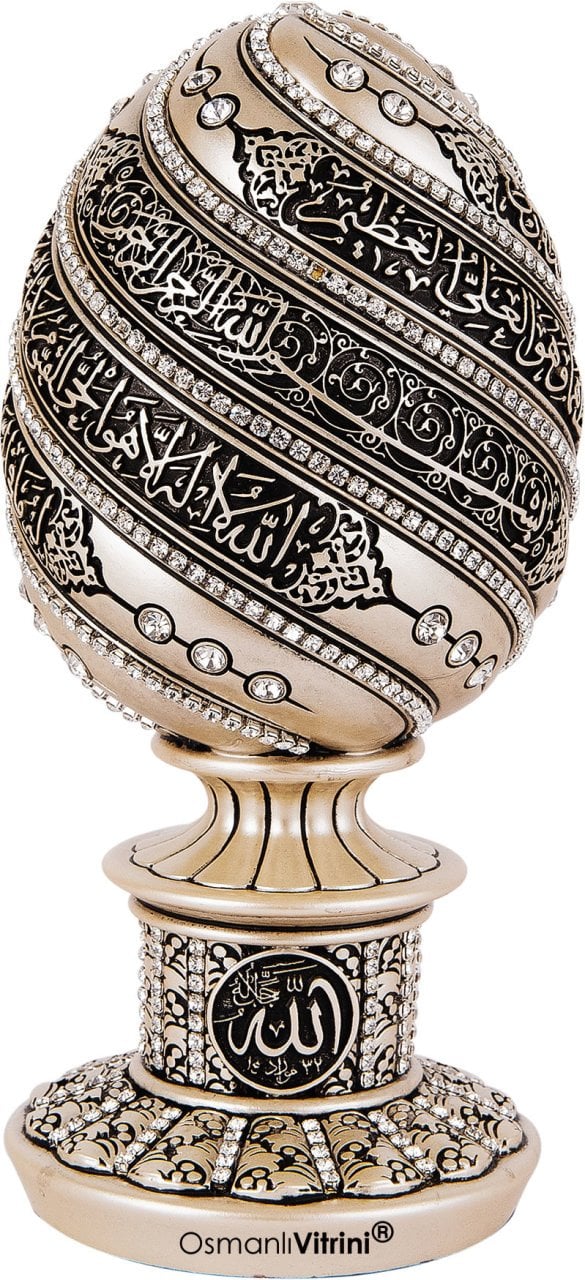 8 cm x 19 cm Taşlı Sedef Renk Ayetel Kürsi Dualı Biblo