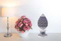 8 cm x 19 cm Taşlı Beyaz Mavi Renk Esmaül Hüsna Yazılı Biblo