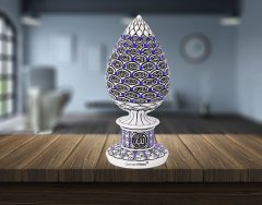 8 cm x 19 cm Taşlı Beyaz Mavi Renk Esmaül Hüsna Yazılı Biblo