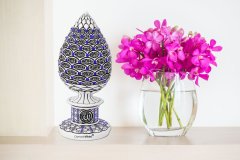 8 cm x 19 cm Taşlı Beyaz Mavi Renk Esmaül Hüsna Yazılı Biblo
