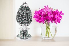 8 cm x 19 cm Taşlı Beyaz Yeşil Renk Esmaül Hüsna Yazılı Biblo
