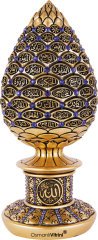8 cm x 19 cm Taşlı Altın Mavi Renk Esmaül Hüsna Yazılı Biblo