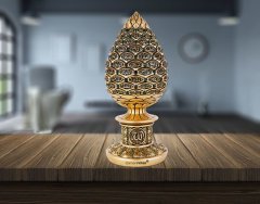 8 cm x 19 cm Taşlı Altın Mavi Renk Esmaül Hüsna Yazılı Biblo