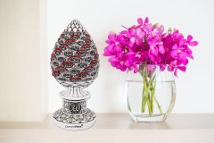 8 cm x 19 cm Tam Taşlı Beyaz Kırmızı Renk Esmaül Hüsna Yazılı Biblo