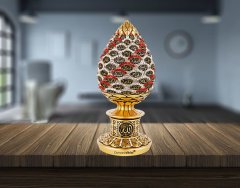 8 cm x 19 cm Tam Taşlı Altın Beyaz Kırmızı Esmaül Hüsna Yazılı Biblo