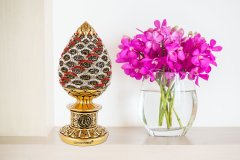 8 cm x 19 cm Tam Taşlı Altın Beyaz Kırmızı Esmaül Hüsna Yazılı Biblo