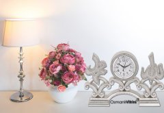 19 cm x 29 cm Taşlı Gümüş Renk Allah Hz.Muhammed Yazılı Saat Biblo