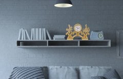 19 cm x 29 cm Taşlı Altın Renk Allah Hz.Muhammed Yazılı Saat Biblo