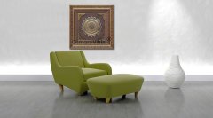 55 cm x 55 cm Altın Renk Papatya Ayetel Kürsi Dua Tablo Çerçeve