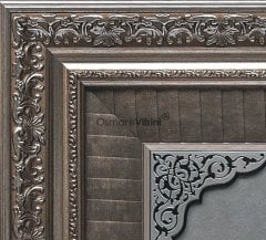 55 cm x 55 cm Gümüş Renk Papatya Âmener Rasûlü Yazılı Tablo Çerçeve