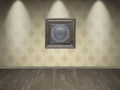 55 cm x 55 cm Gümüş Renk Papatya Âmener Rasûlü Yazılı Tablo Çerçeve