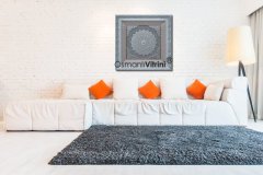 55 cm x 55 cm Beyaz Gümüş Renk Papatya Esmaül Hüsna Yazılı Tablo Çerçeve