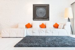 55 cm x 55 cm Gümüş Renk Papatya Esmaül Hüsna Yazılı Tablo Çerçeve