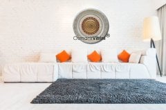 56 Cm Beyaz Sarı Renk Az Taşlı Papatya Ayetel Kürsi Yazılı Tablo Çerçeve