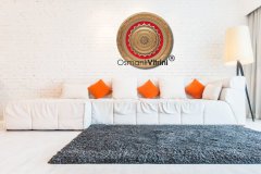 56 Cm Sarı Renk Tam Taşlı Papatya Ayetel Kürsi Yazılı Tablo Çerçeve