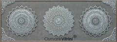 58 Cm X 118 Cm Gümüş Renk Papatya Amena Resulu & Ayetel Kursi & Esmaul Husna Yazılı Tablo Çerçeve
