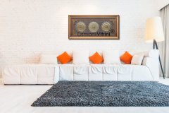 58 Cm X 118 Cm Sarı Renk Papatya Amena Resulu & Ayetel Kursi & Esmaul Husna Yazılı Tablo Çerçeve