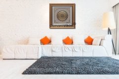 67 Cm x 67 Cm Beyaz Sarı Renk Papatya Ayetel Kursi Yazılı Tablo Çerçeve