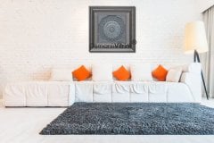 67 Cm x 67 Cm Beyaz Gümüş Renk Papatya Ayetel Kursi Yazılı Tablo Çerçeve
