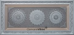 72 Cm X 148 Cm Beyaz Gümüş Renk Papatya Amena Resulu & Ayetel Kursi & Esmaul Husna Yazılı Tablo Çerçeve
