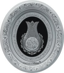 52 cm x 60 cm Beyaz Gümüş Renk Kelimei tevhid Yazılı Tablo Çerçeve