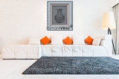 50 cm x 60 cm Beyaz Gümüş Renk Esmaul Husna Tablo Çerçeve