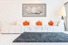 45 cm x 84 cm Beyaz Sarı Renk Saatli Nazar Duası & Bereket Duası Yazılı Tablo Çerçeve