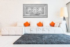 45 cm x 84 cm Beyaz Gümüş Renk Saatli İsmi Celil & İsmi Nebi Yazılı Tablo Çerçeve