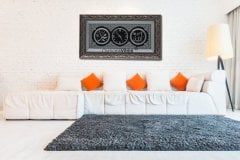 45 cm x 84 cm Gümüş Renk Saatli İsmi Celil & İsmi Nebi Yazılı Tablo Çerçeve